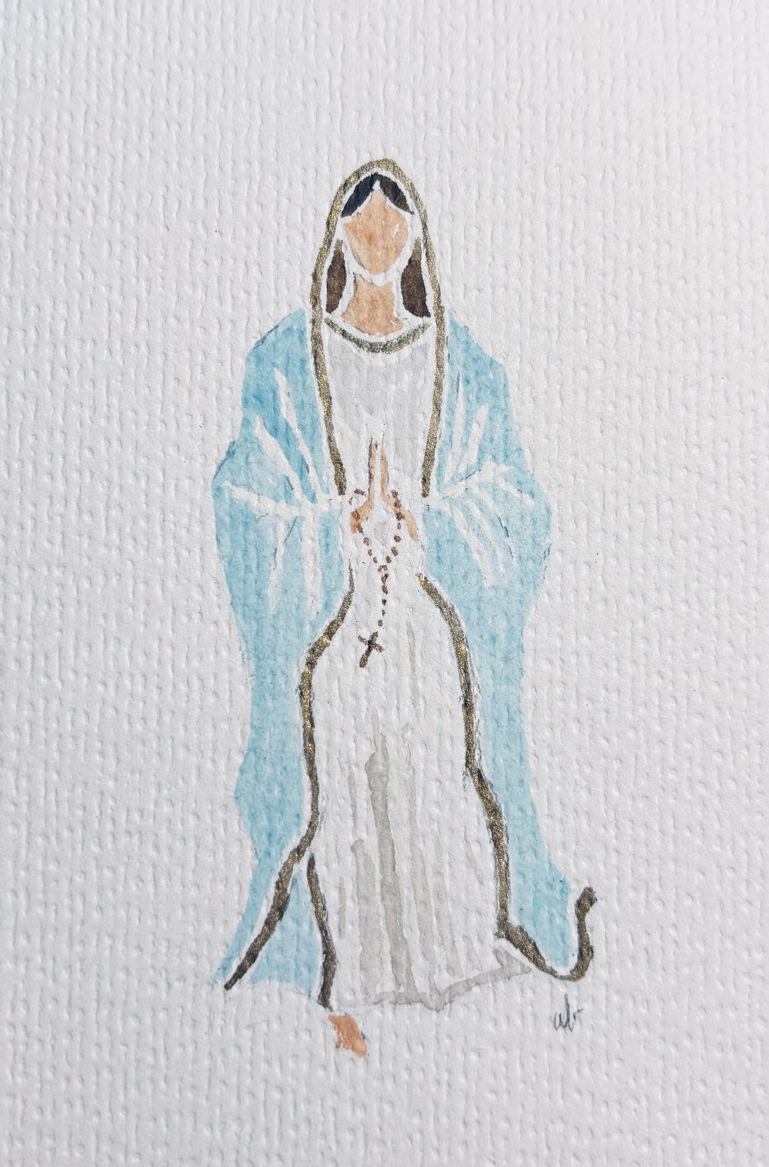 4 x 6 Original  "Blessed Holy Mother" - Blue