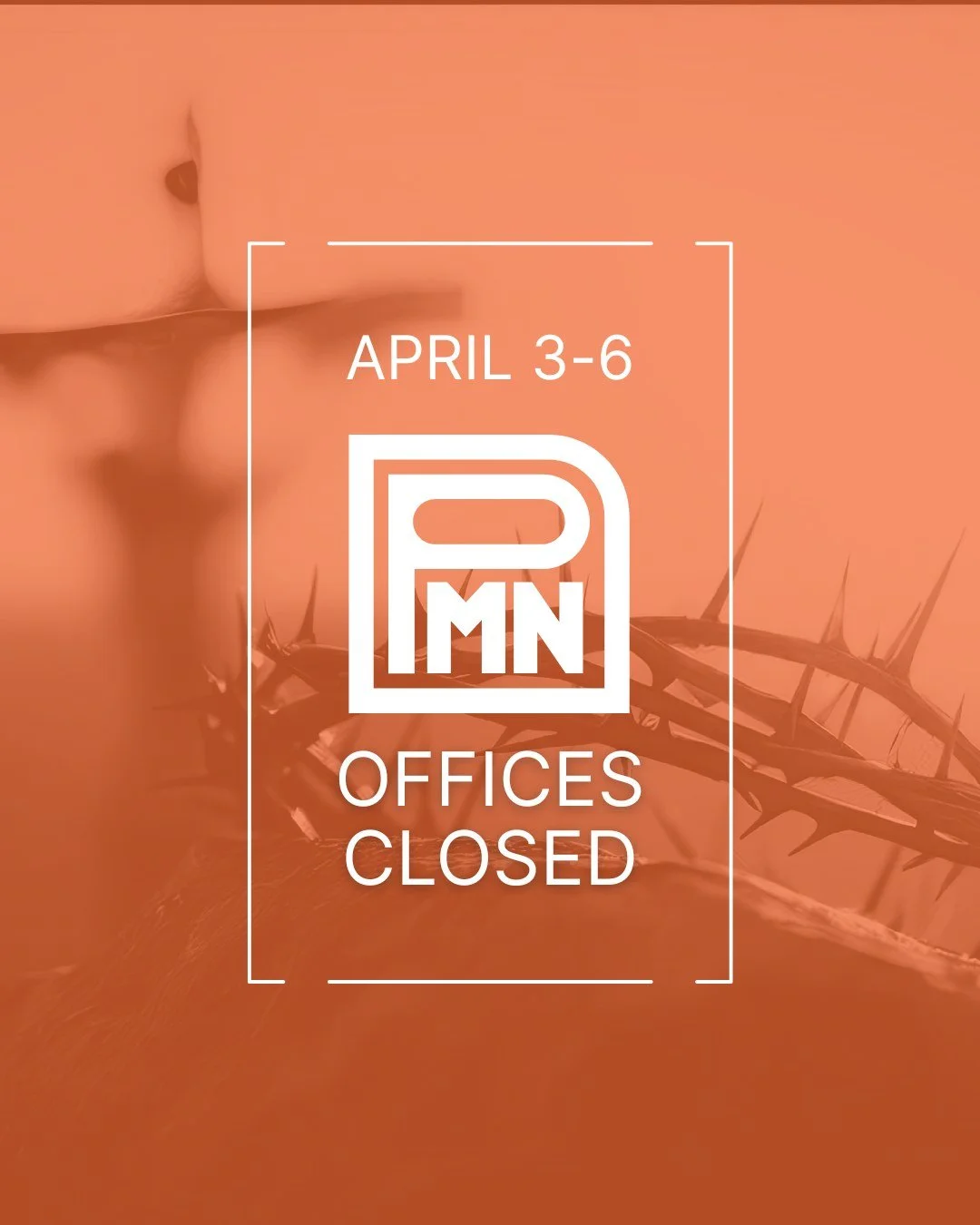 As a reminder, our network office will be closed today, Friday, April 3rd, and Monday, April 6th in observance of Easter. 

We pray you will enjoy celebrating Jesus, our risen Lord and Savior and experience His presence in an extra special way over t