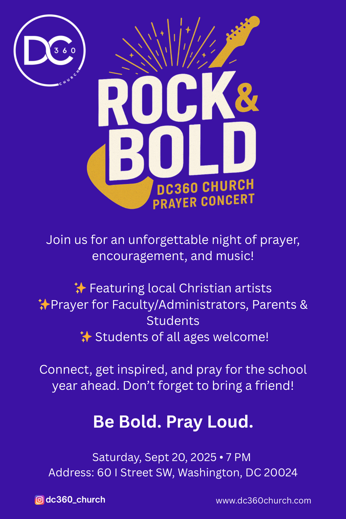 DC360 - ROCK & BOLD Prayer Concert — Potomac Ministry Network 2025