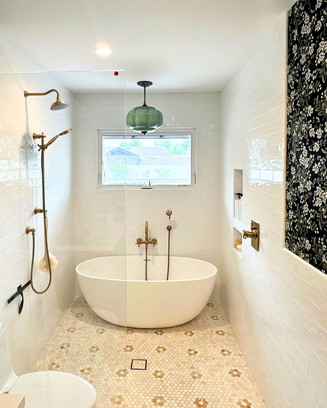 In case you are also using your Repost page as a Pinterest Board.

A few favorite features:
-Mosaic floor tile
-Curbless shower / wet room
-Checkered Zellige tile
-Custom wood paneling
-Lime wash paint on walls