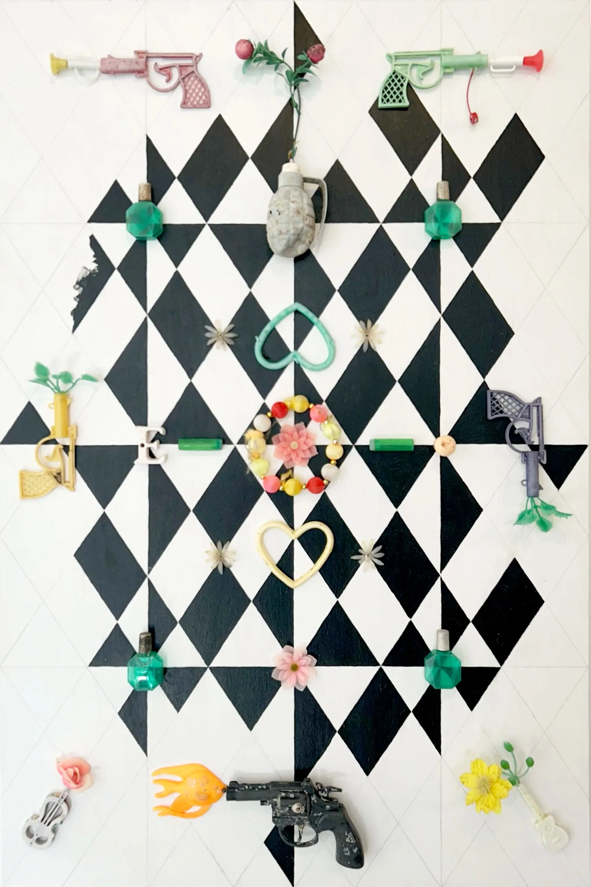 KINDA FANTASTIC 2024,   Mixed media and marine debris on Panel, Technique mixte et déchets marins sur panneau, 36” x 24”