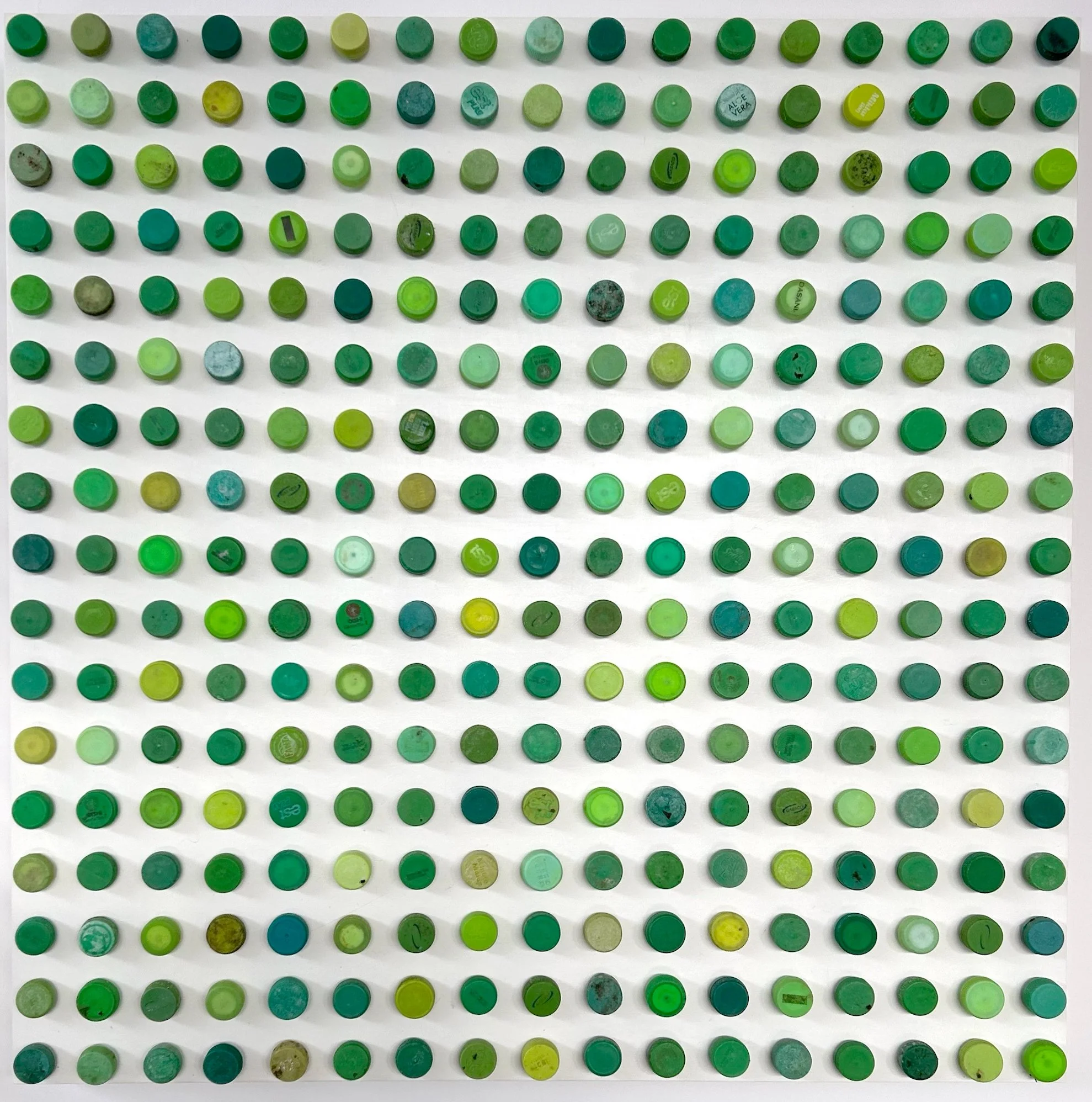 FLOATING GARDEN 2023,  Marine debris on panel, Déchets marins sur panneau , 34” x 34”