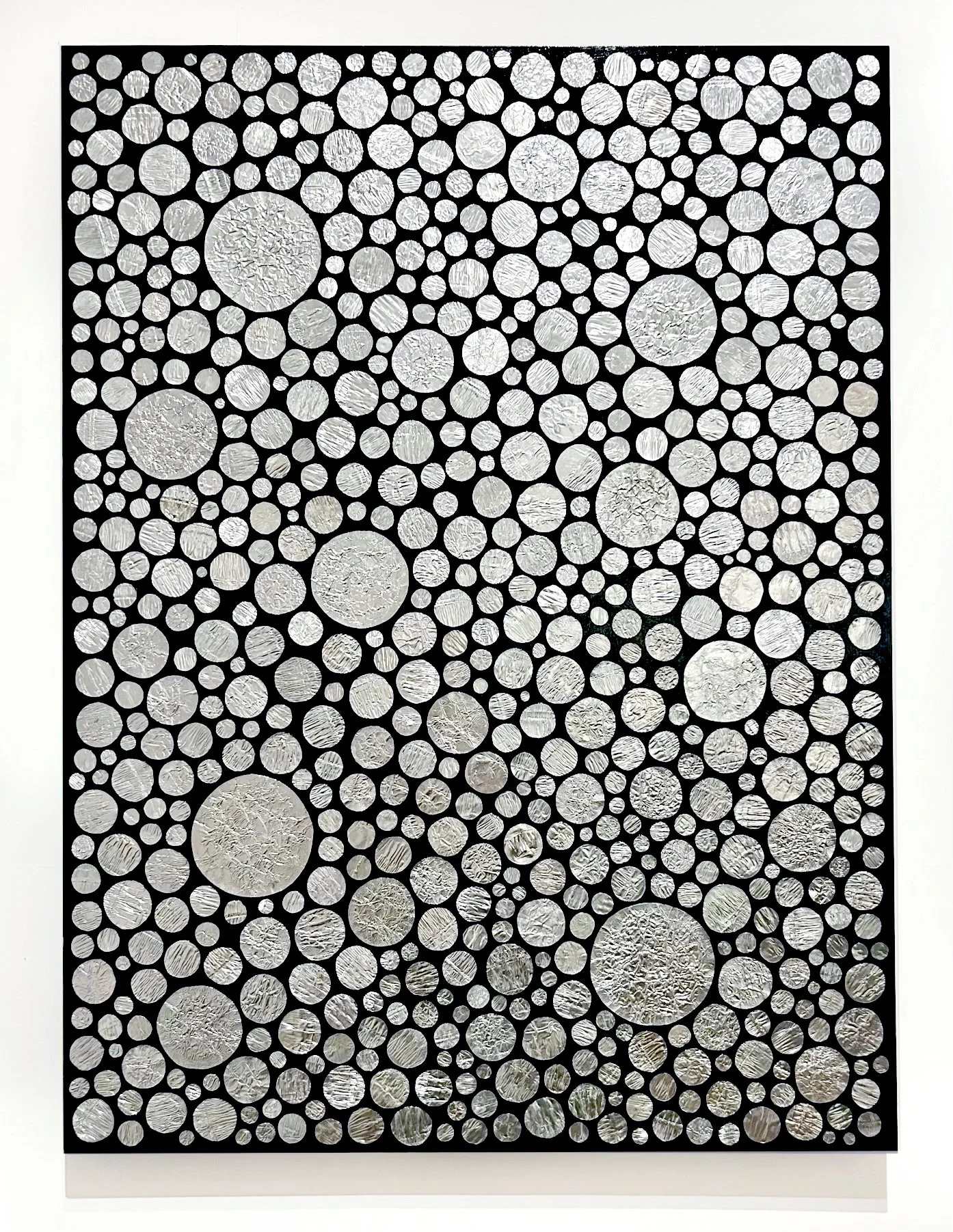 FROST AND FIRE 2026,
Recycled aluminium on wooden panel,
36” x 48”