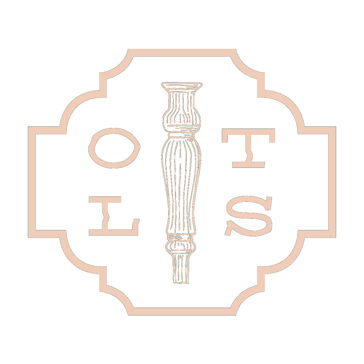 Design featuring a central wooden candlestick with the word 'LOST' on the left and 'IT'S' on the right, all set within a decorative border.