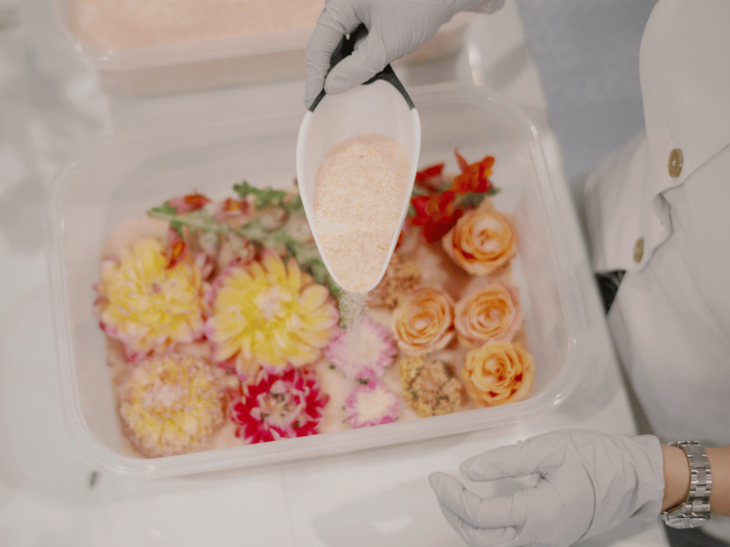 Floral preservation process drying colorful bouquet flowers for custom preservation