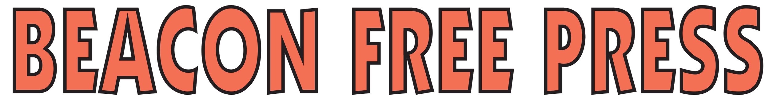 Text reading 'Beacon Free Press' in bold, orange and black font.