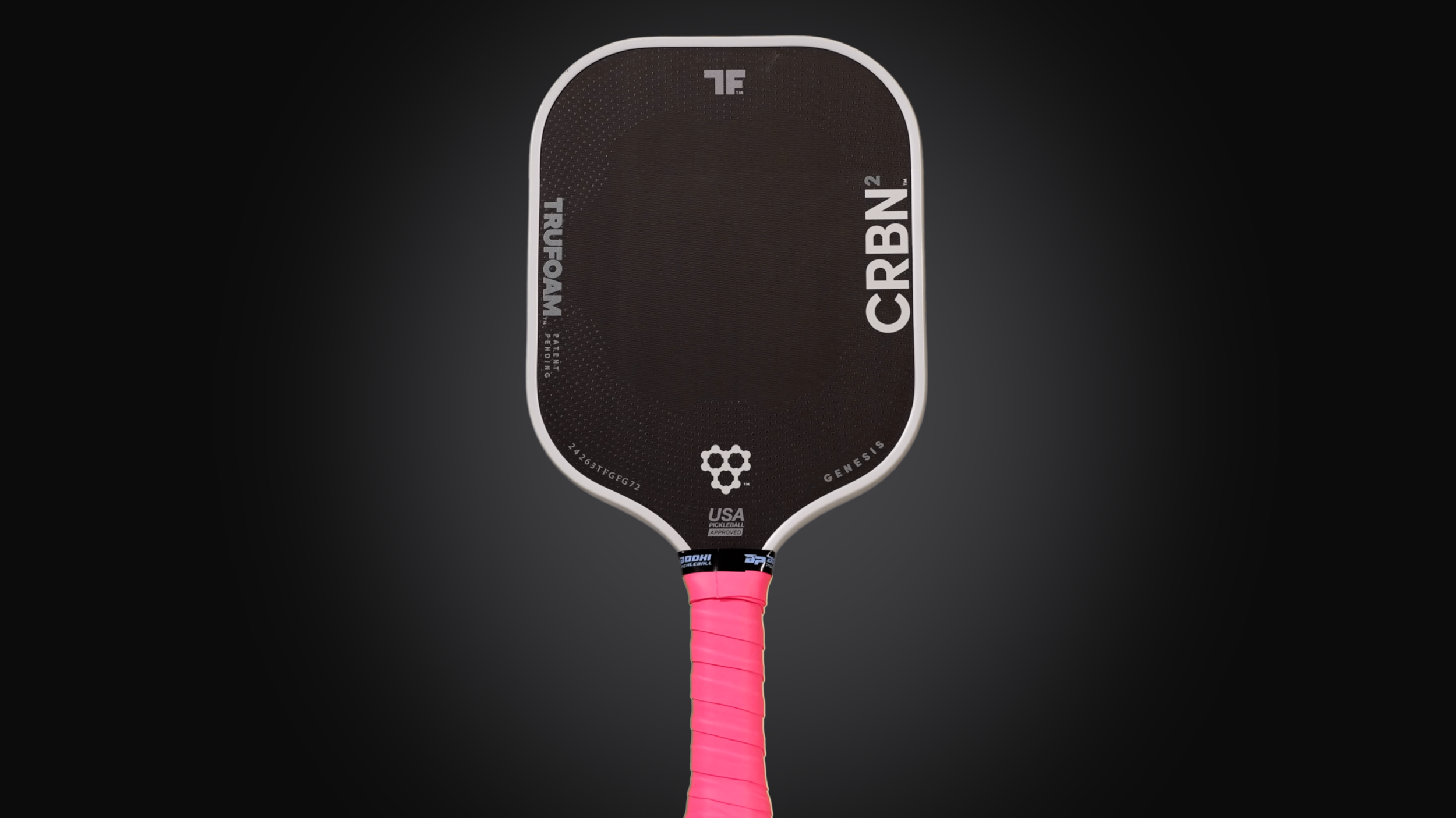 CRBN trufoam genesis pickleball paddle with pink bodhi overgrip
