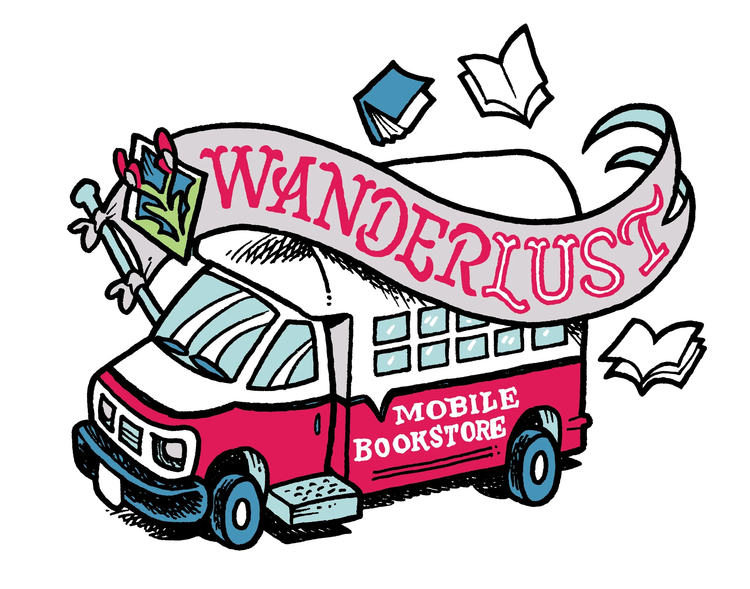 Cartoon image of WanderLust bus