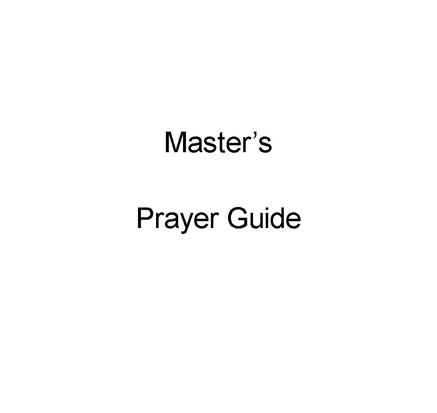 Master's Prayer Guide Manual