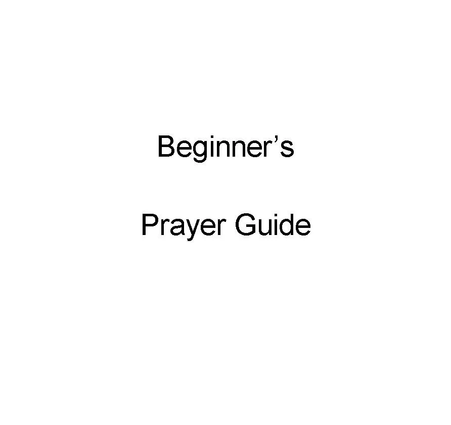 Beginner's Prayer Guide Manual