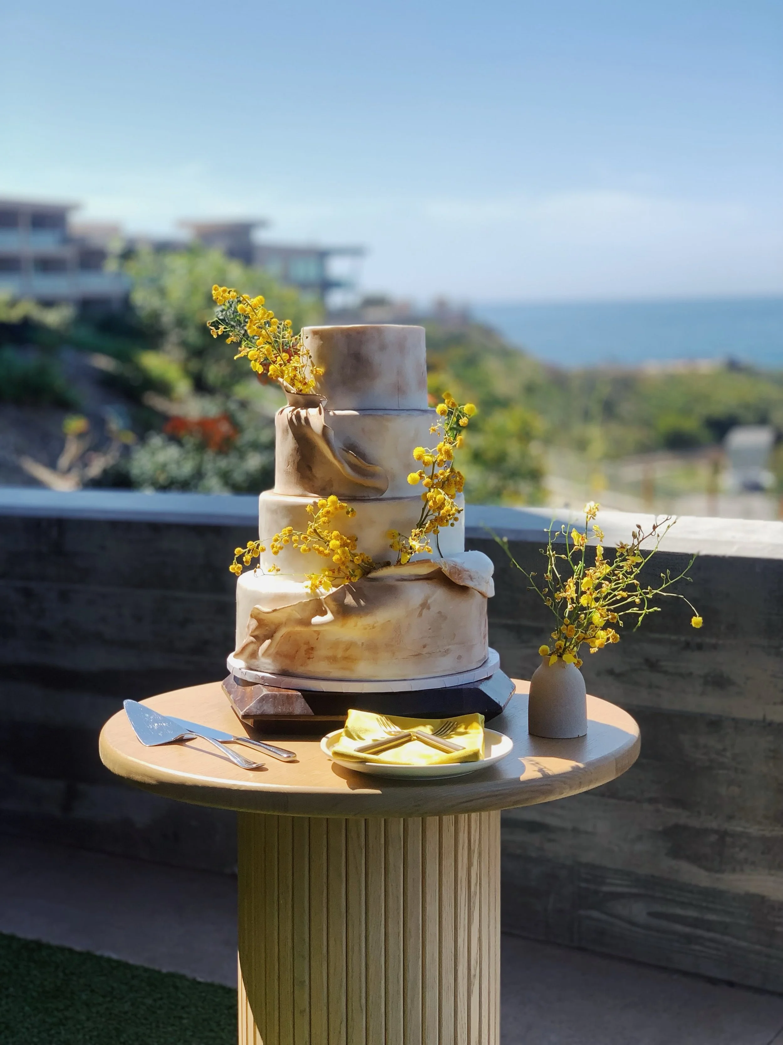 🌼Today&rsquo;s Cake of the Day! 

🌼This is cake is a throwback to my pastry chef days at @alilamareabeachresort, it was always so fun when the couples getting married at the resort wanted us to make them a wedding cake.

🌼This textural cake was de
