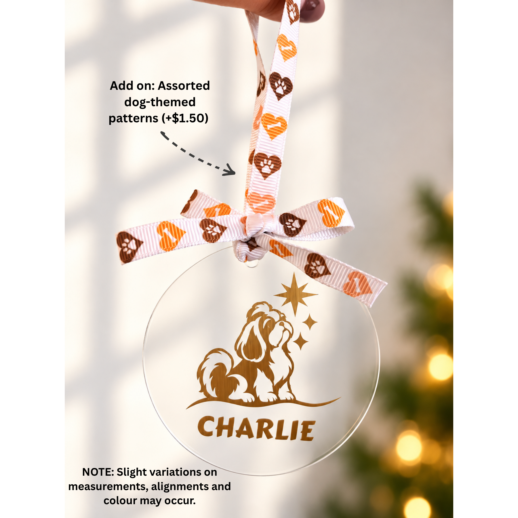 Handmade Dog Christmas Ornament – Custom Pet Name & Dog Breed