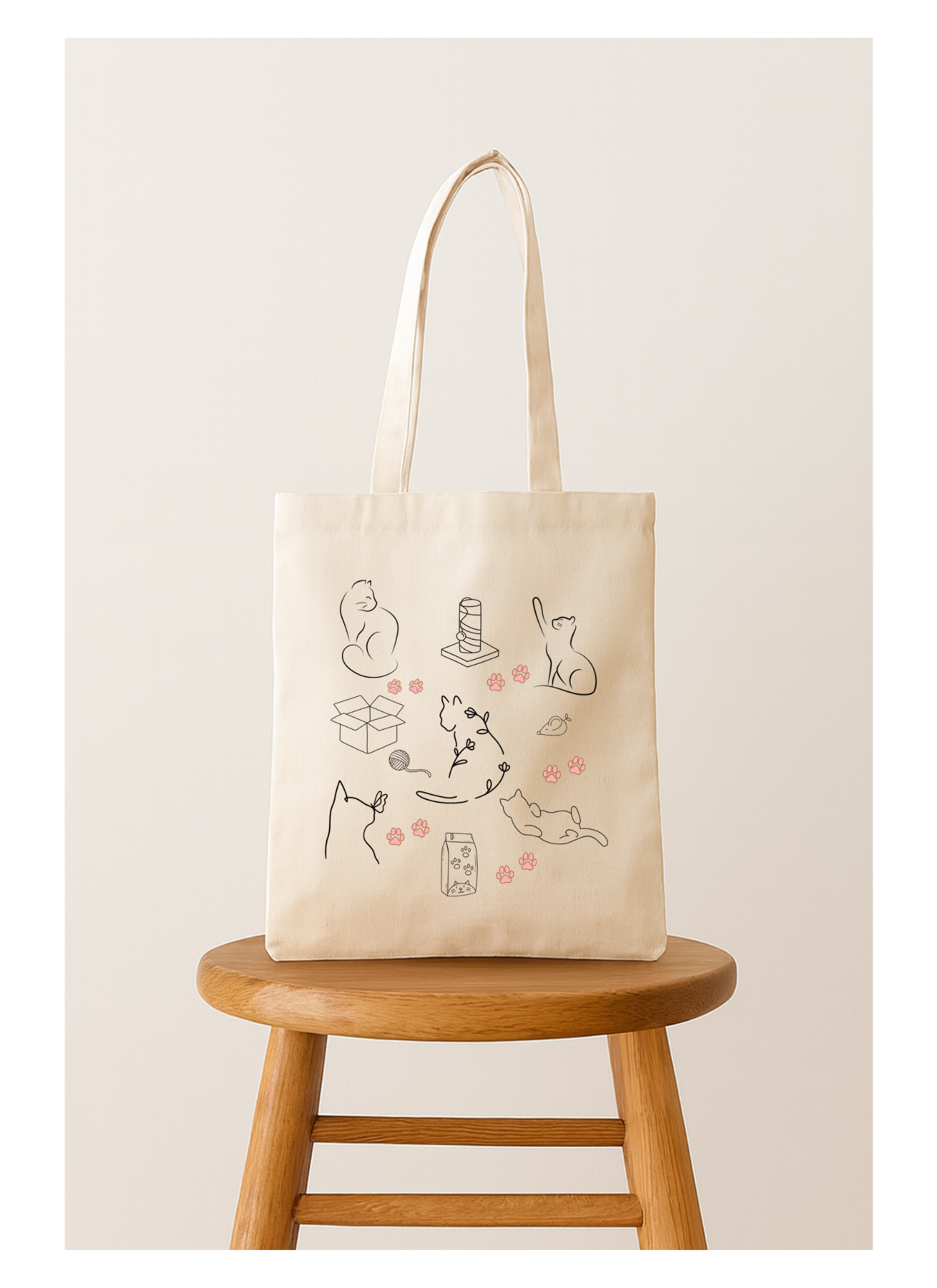 Ready-Made Cat Slim Tote Bag - Beige
