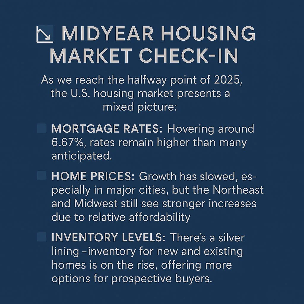 Interested in more details on the market? DM me for a link to the full article.  #InMotionRealty #MidyearMarketUpdate #HomeGoals #RealEstateTips #HousingMarket2025