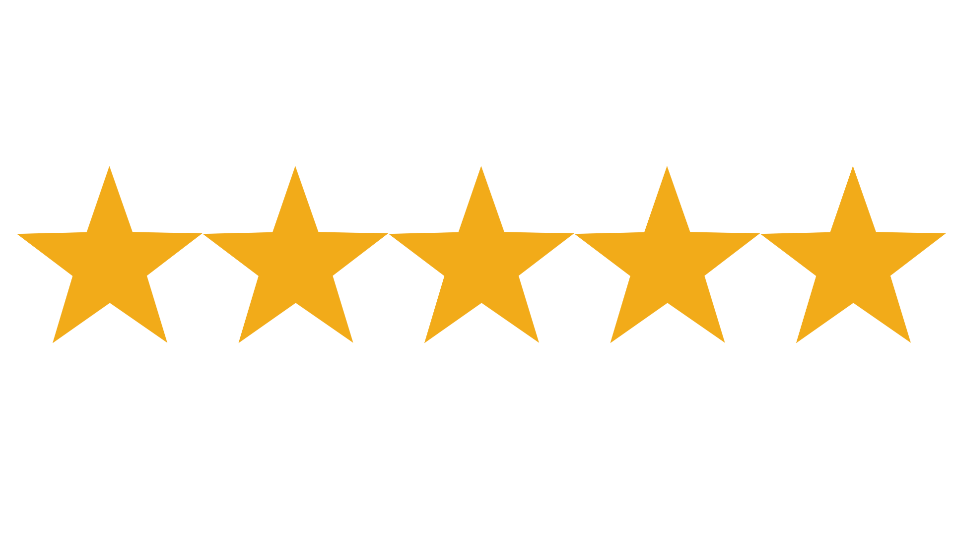 Five gold stars aligned horizontally on a white background.
