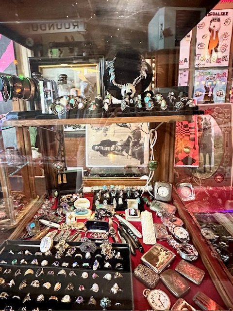 Vintage turquoise & silver treasures ready for purchase at the Art Bazaar