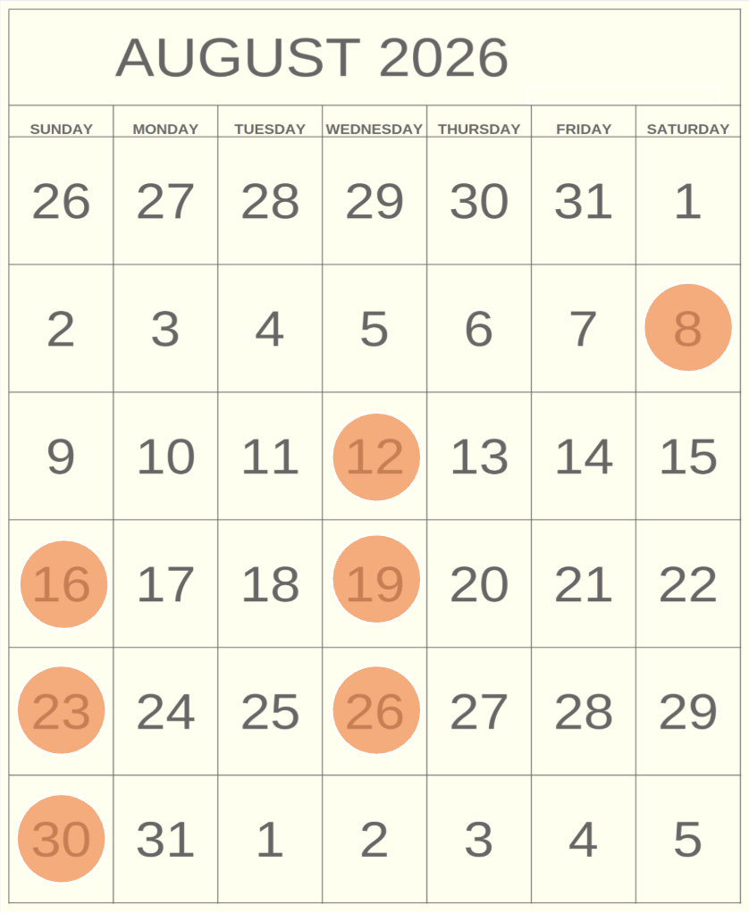 August Regular workparties