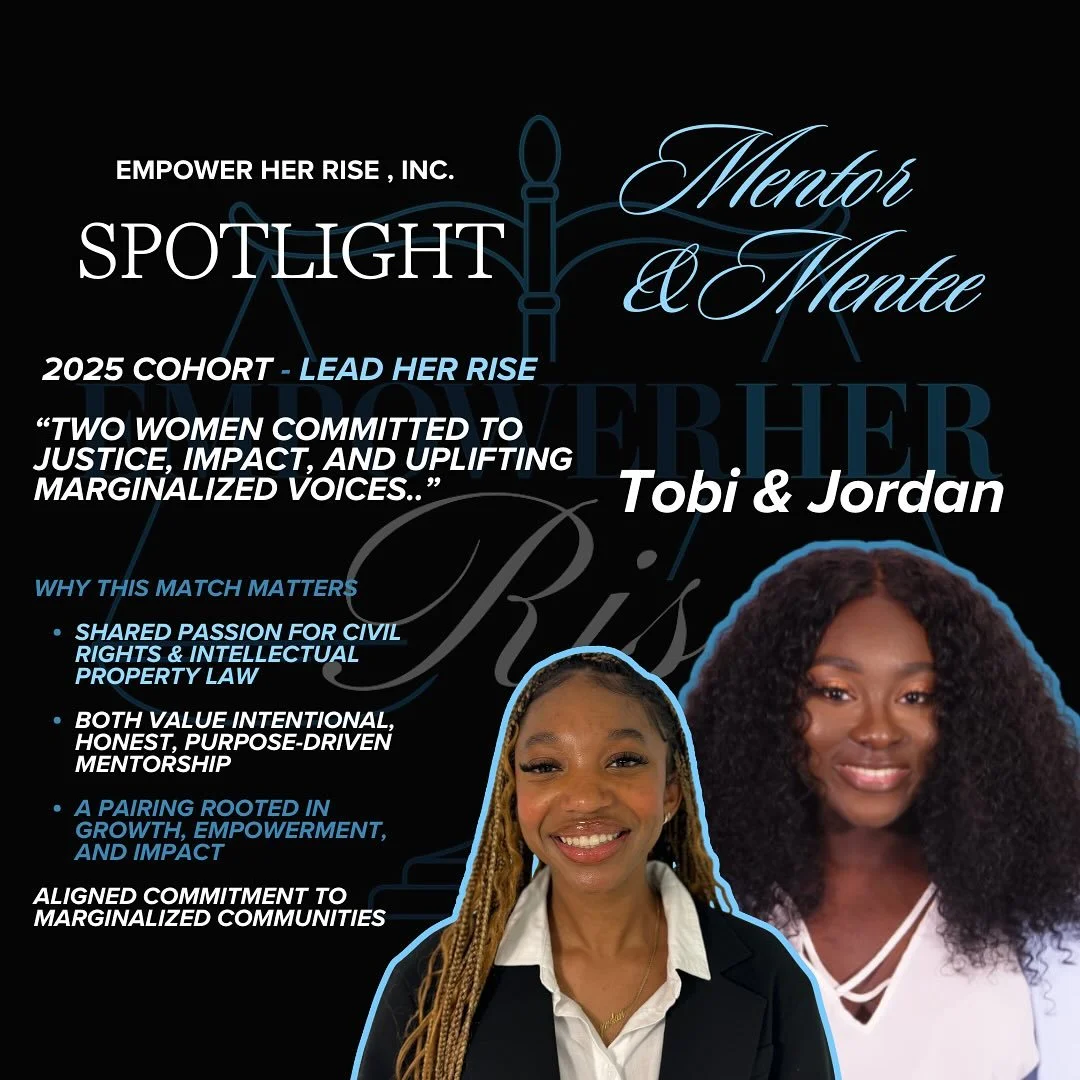 Celebrating one of our mentorship matches during our 2025 Cohort. ⚖️

We proudly highlight Jordan Porter, a Criminal Justice major at North Carolina A&amp;T, and Oluwatobi &ldquo;Tobi&rdquo; Ajimoko, a J.D. candidate at Howard University School of La