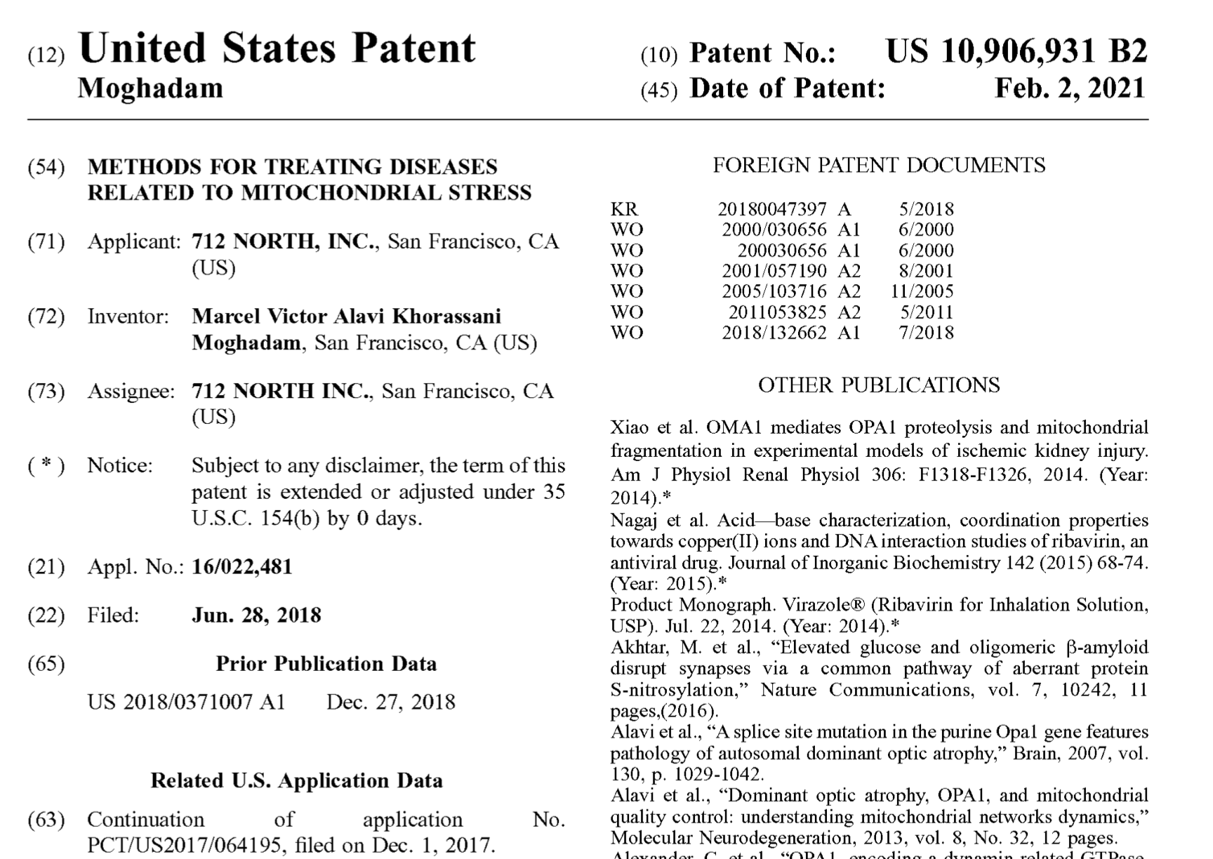 712 North Inc. Expands IP Portfolio with USPTO Patent for Treating Mitochondrial  Diseases