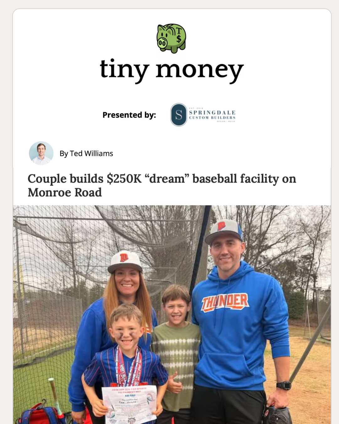 Featured in Charlotte's Tiny Money Newsletter - The Training Camp HQ