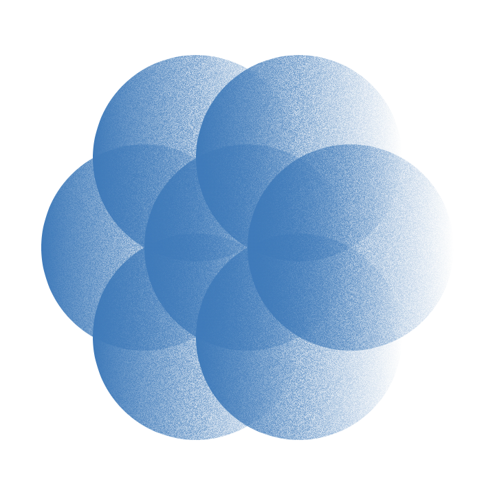 A blue cloud-shaped object with five rounded lobes, solid color, with no additional details or background visible.