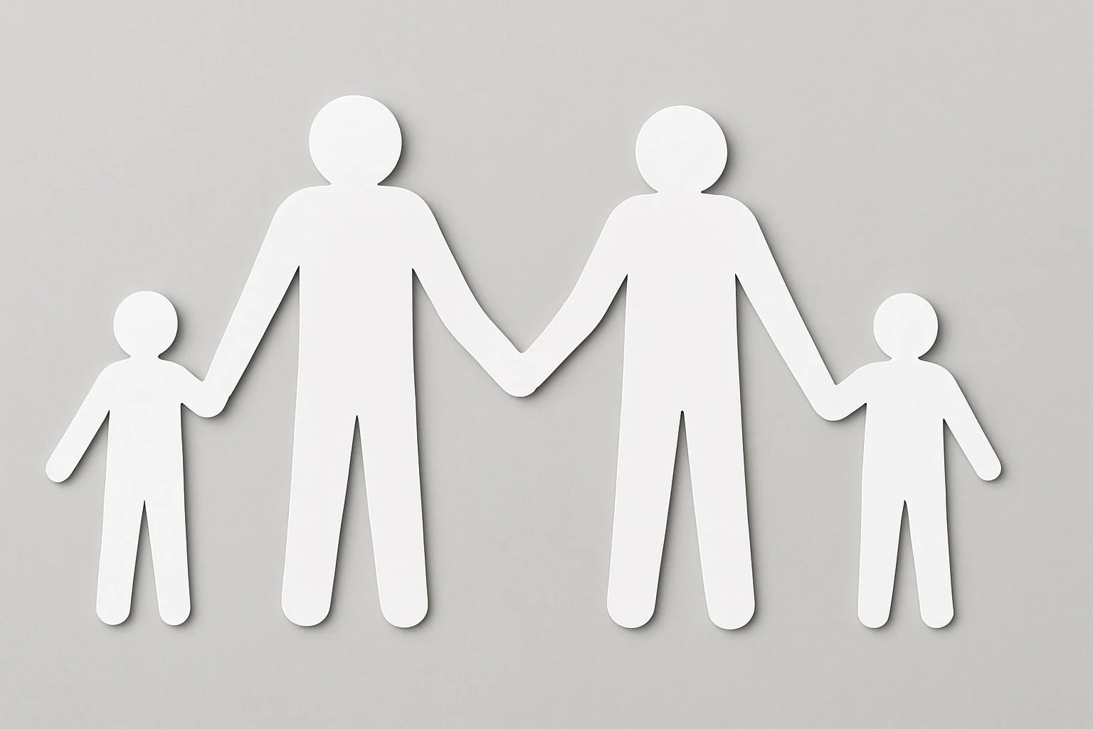 Paper cut-out figures of a family holding hands, symbolizing unity, communication, and the supportive connections fostered in family therapy.