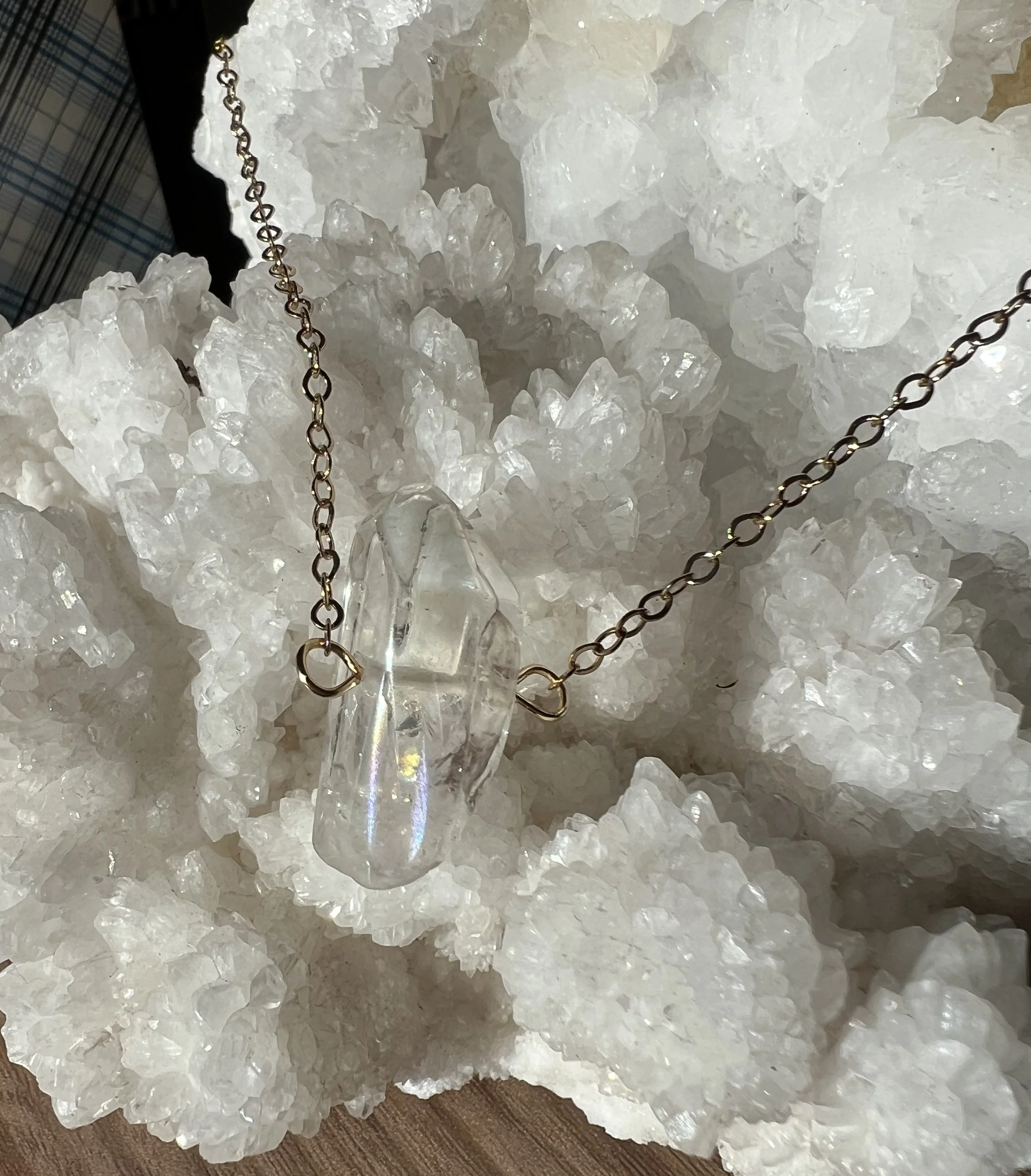 Opalescent Quartz Crystal Pendant