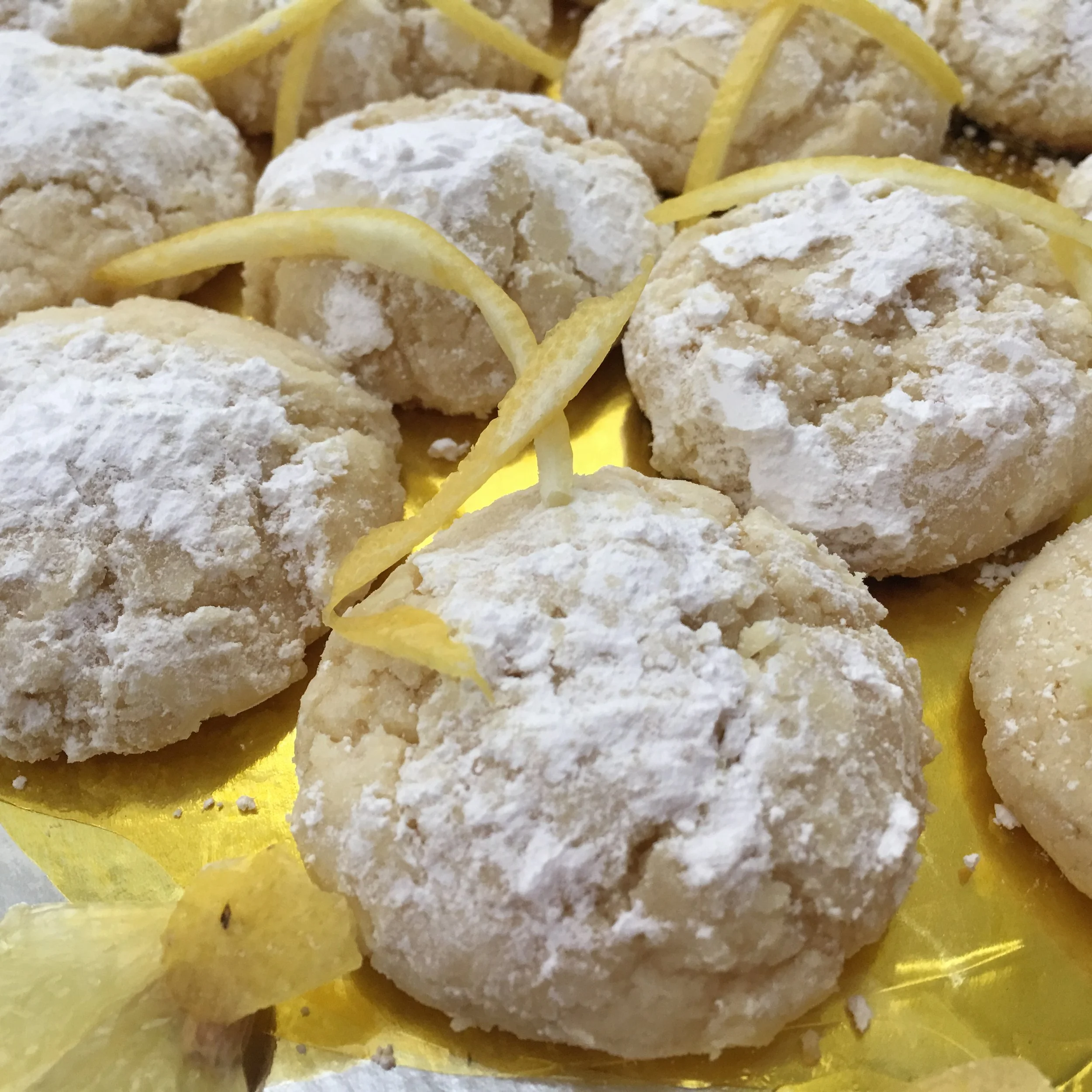 Soft Lemon Cookies.  Garnished with Powdered Sugar