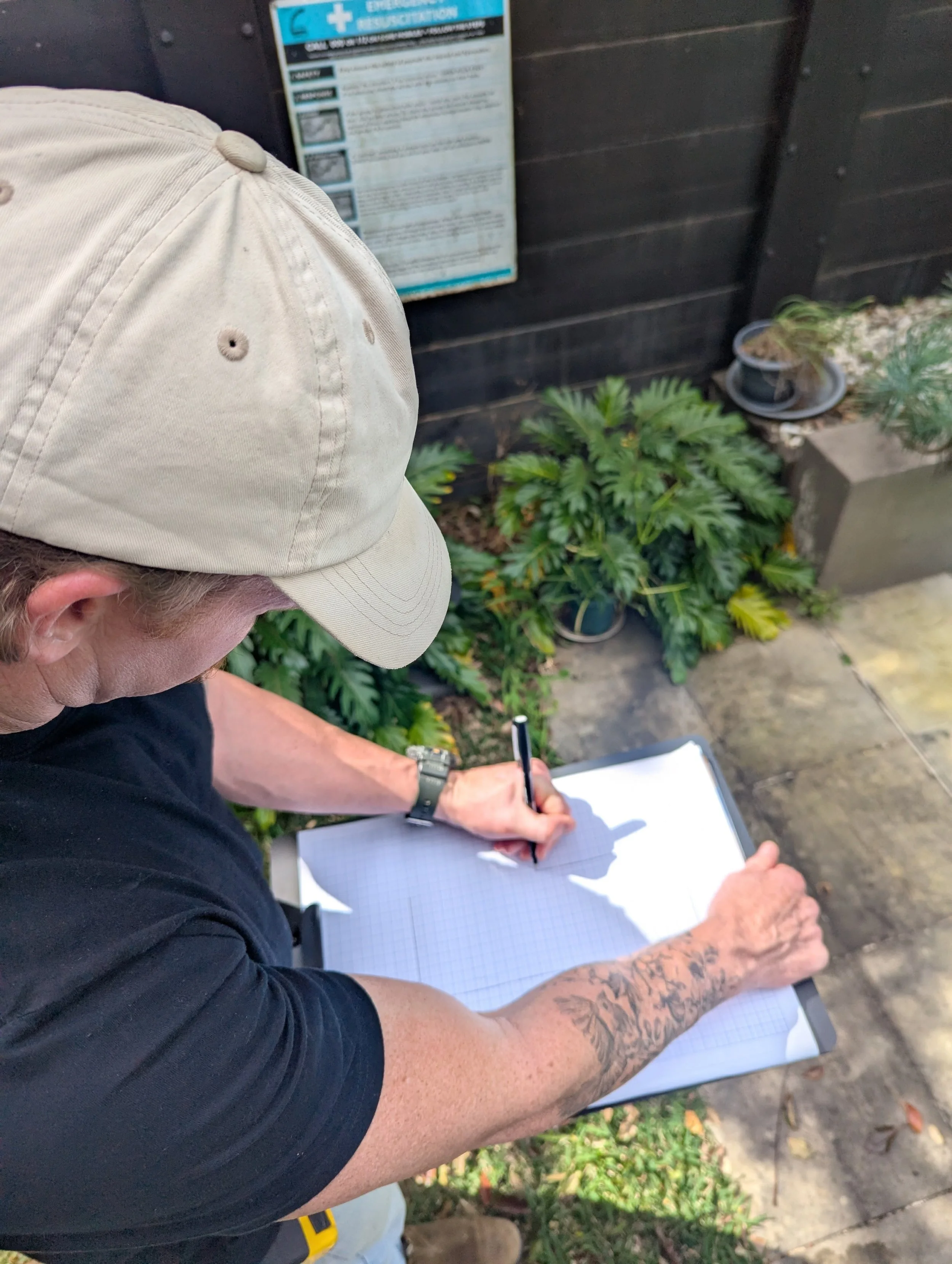 Brisbane Landscape architect Jason O’Toole in the landscape consultation phase. We are a Brisbane Landscape Design and Construction company, offering landscape design and landscape construction.