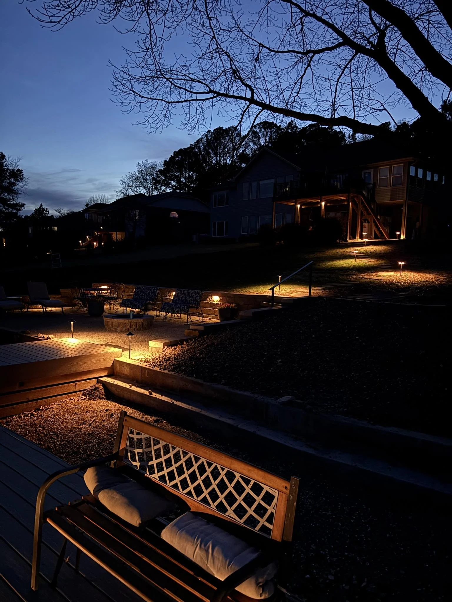 Lakefront Landscape Lighting in Bella Vista, AR: Airbnb Upgrade at Lake Loch Lomond
