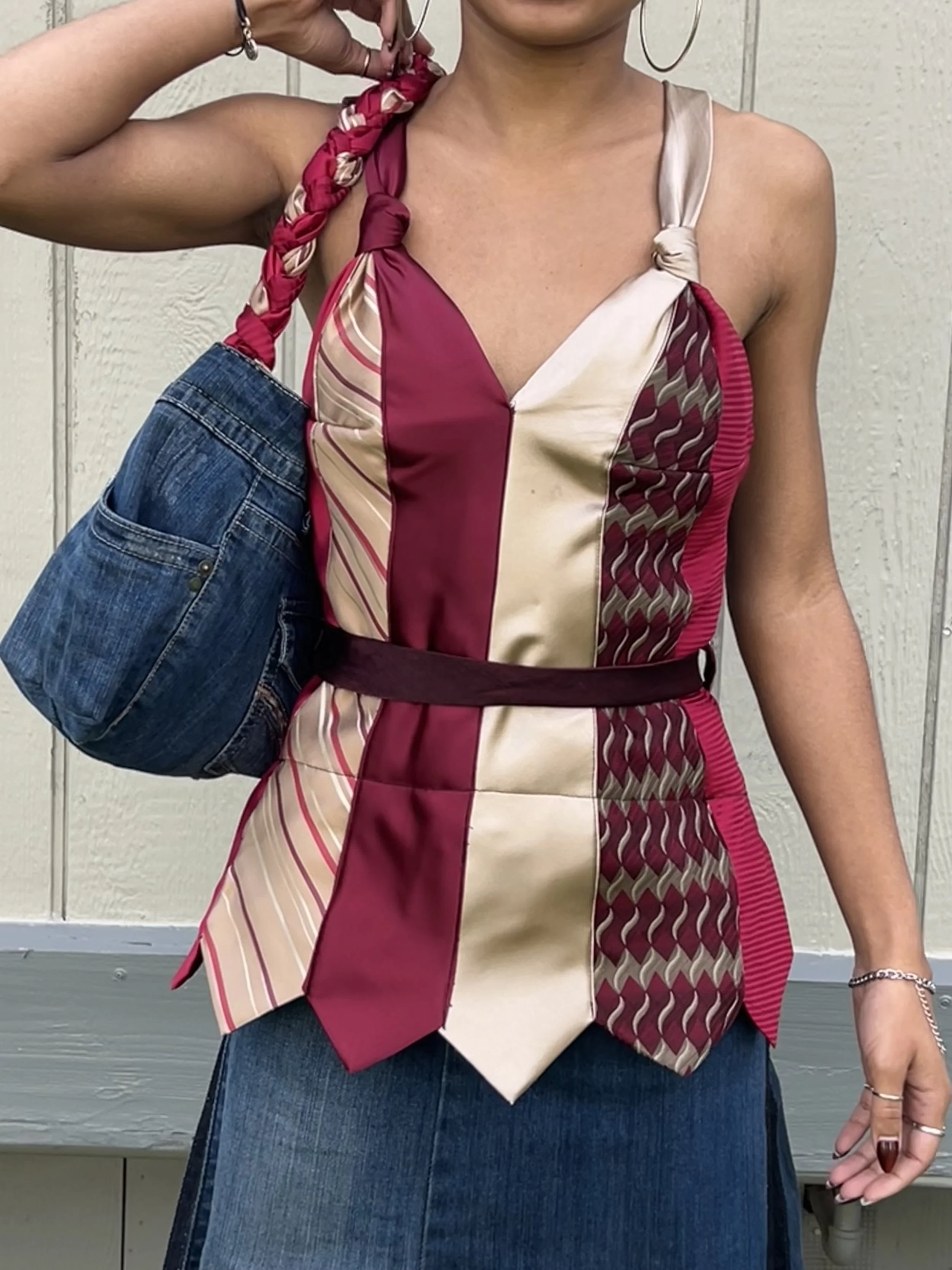 Denim Tie Dress & Purse