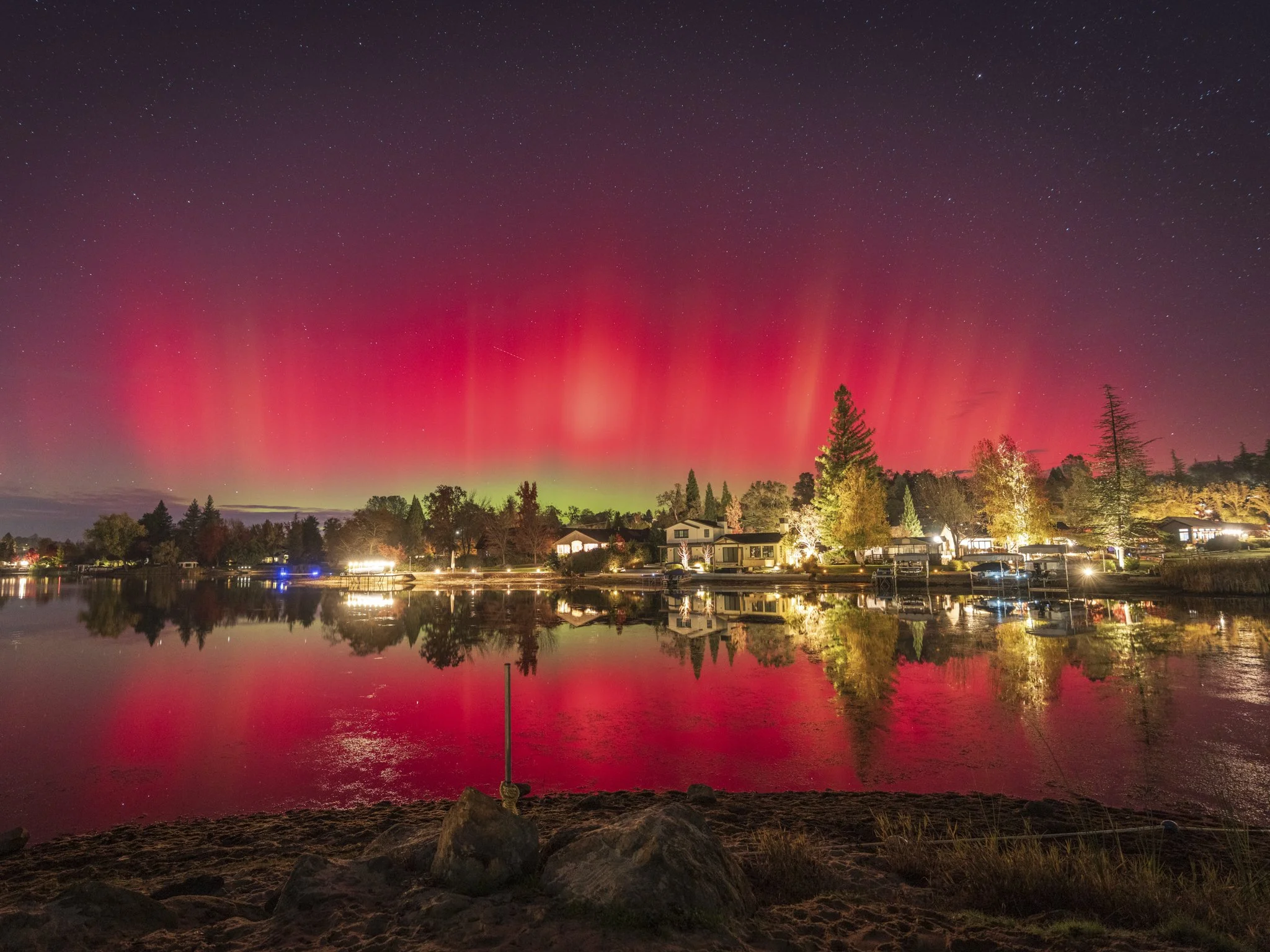Northern Lights over Lake of the Pines, CA