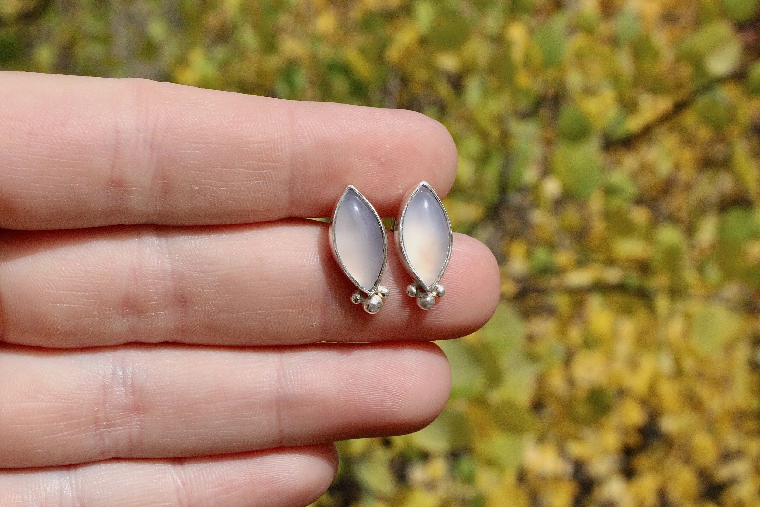 Purple Chalcedony Studs