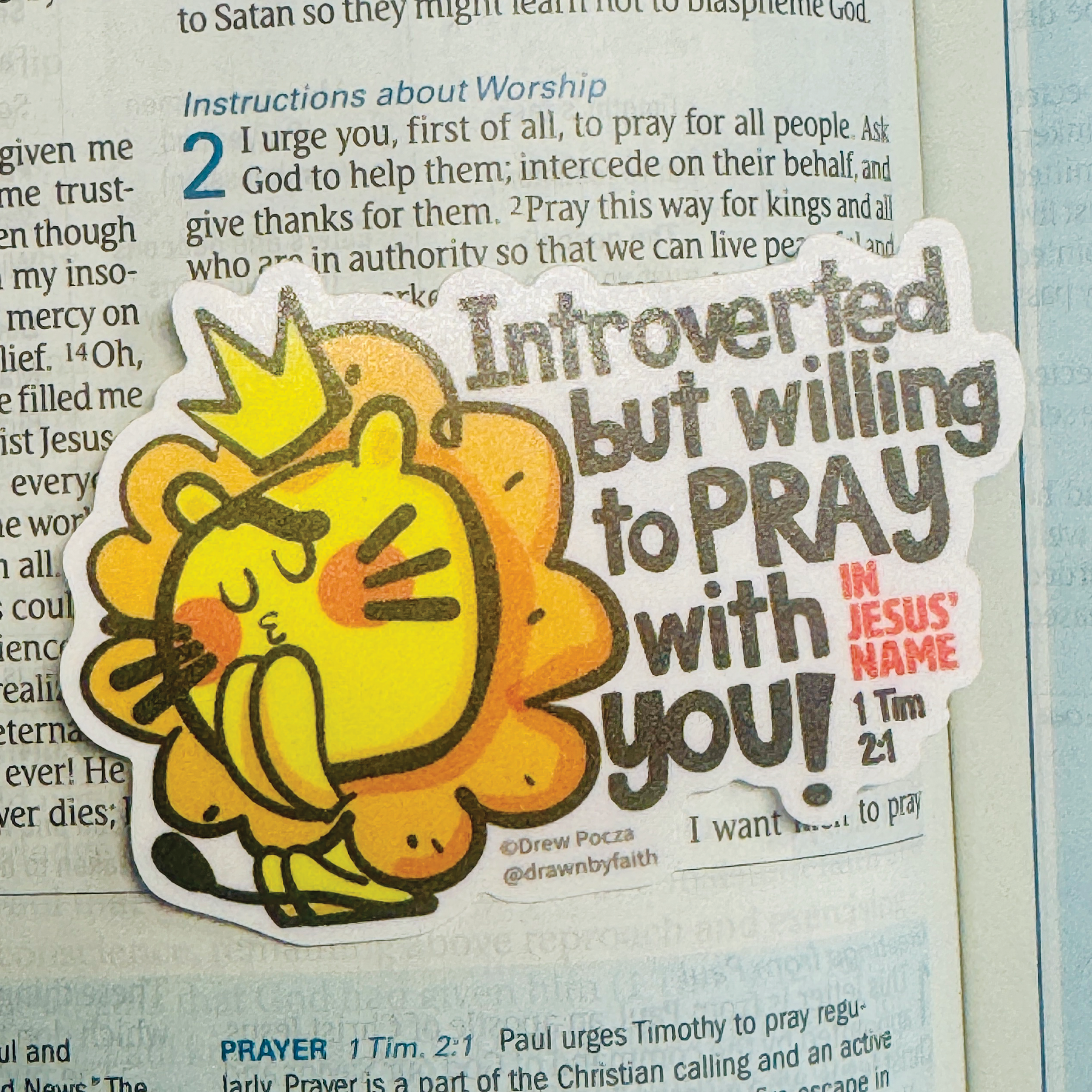 Introverted but willing to pray for you. 3" Sticker