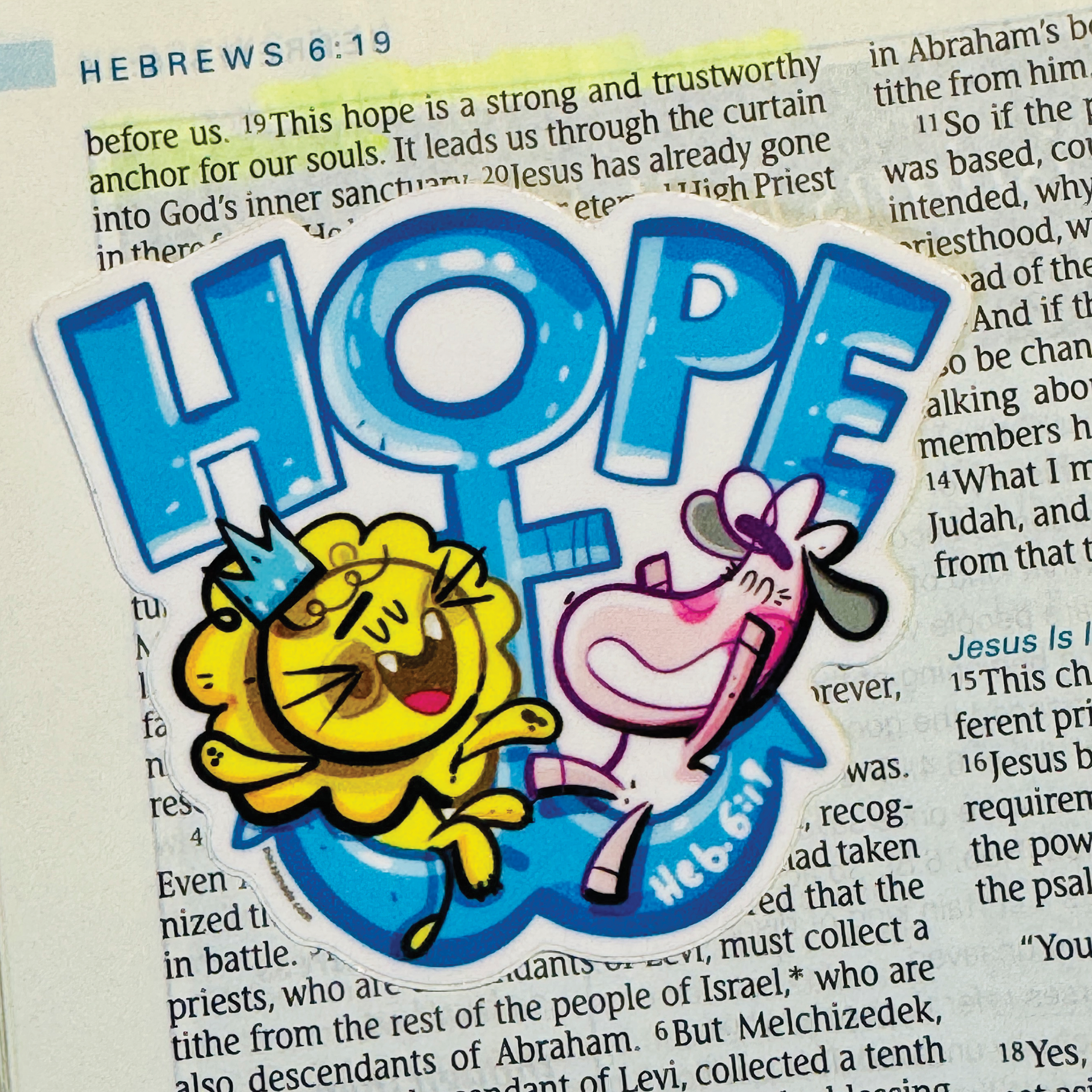 Hope Lion and Lamb 3" Sticker.