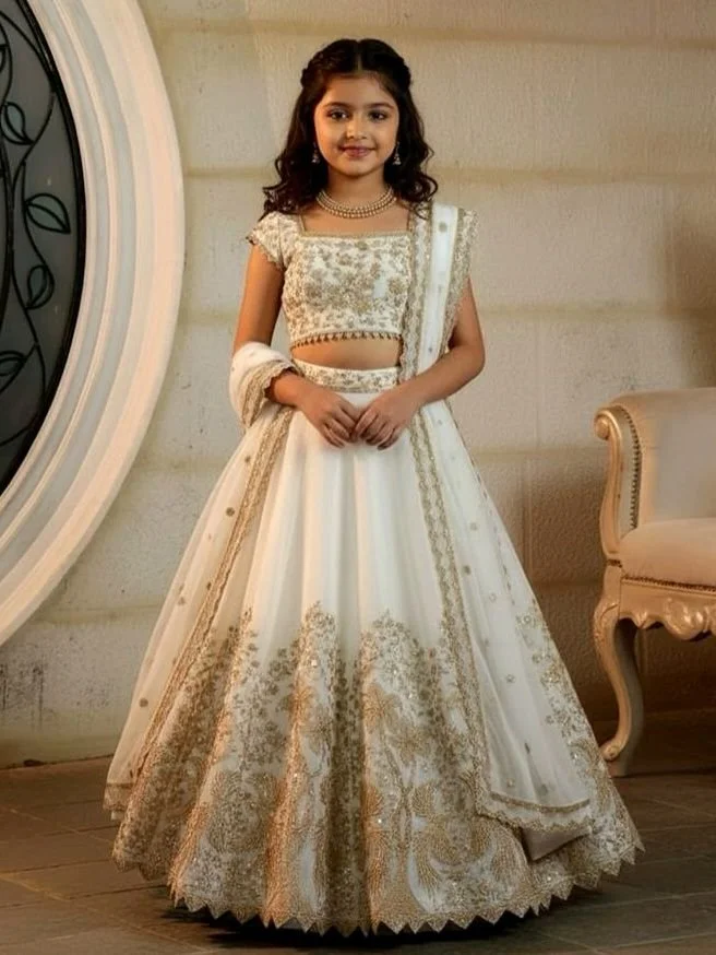 Girl wearing White Lehenga