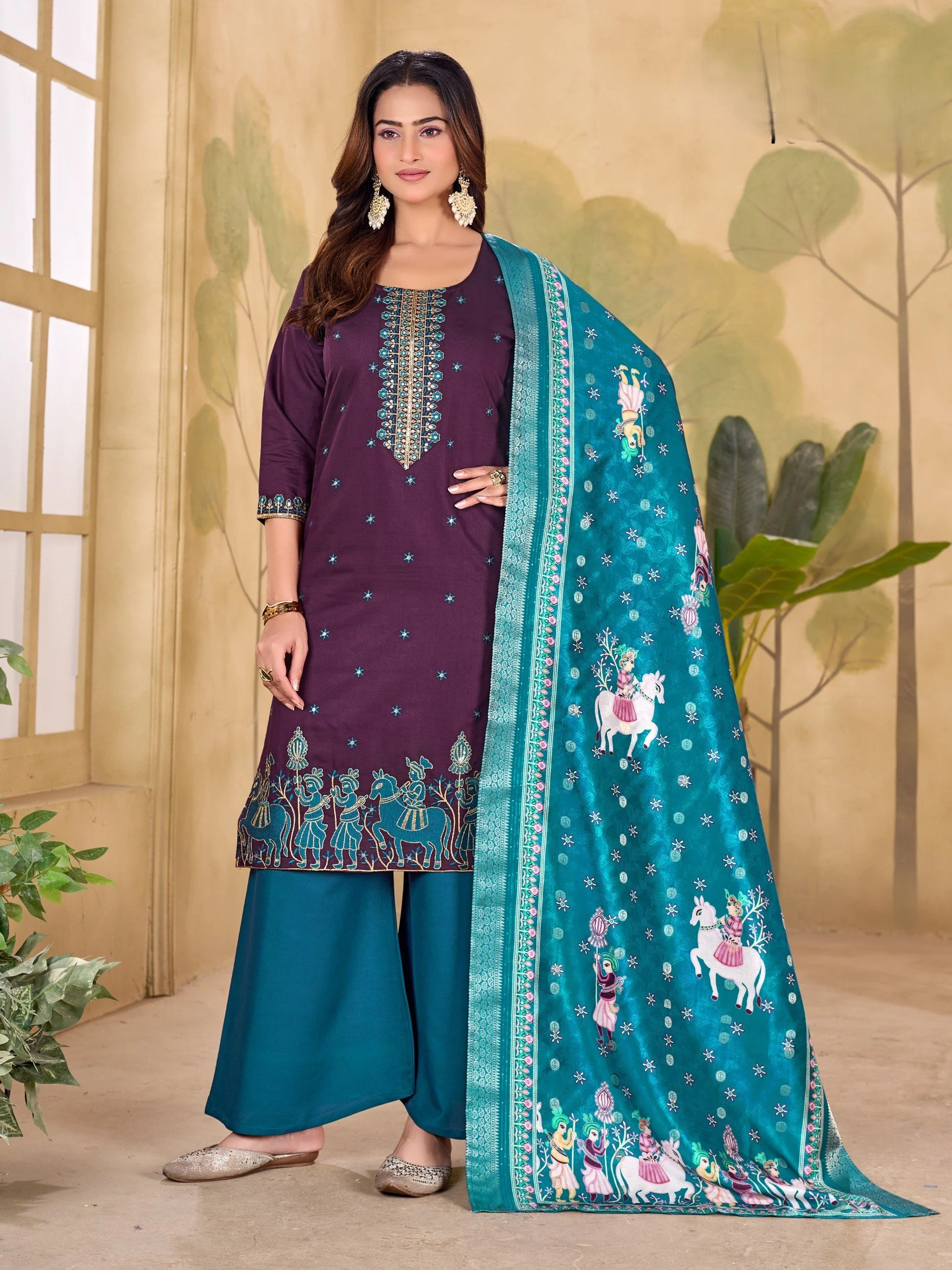Aarohi Palazzo Suit — Purple