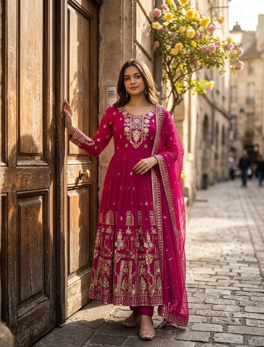 Meher Anarkali Set – Pink