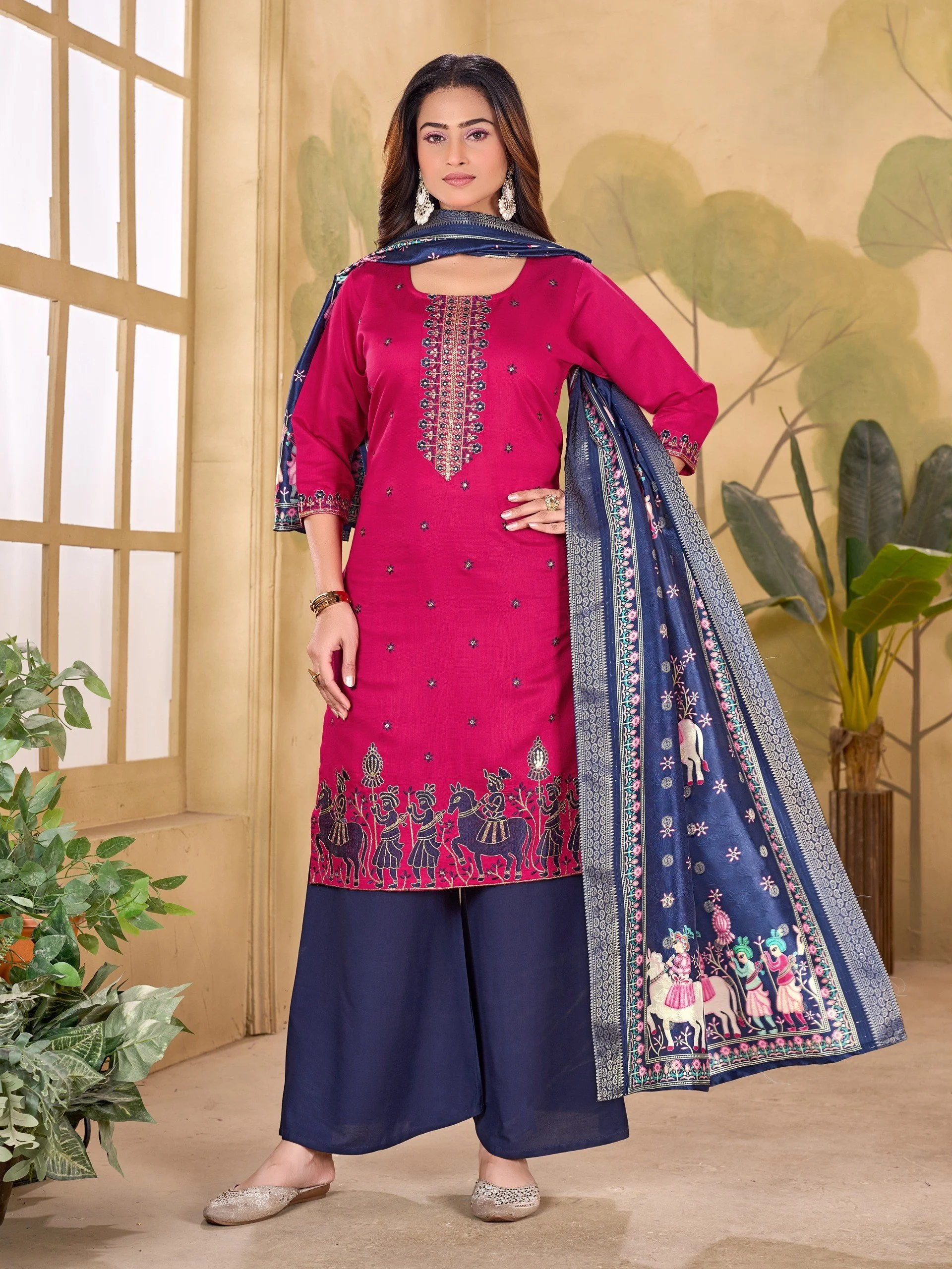 Aarohi Palazzo Suit — Pink