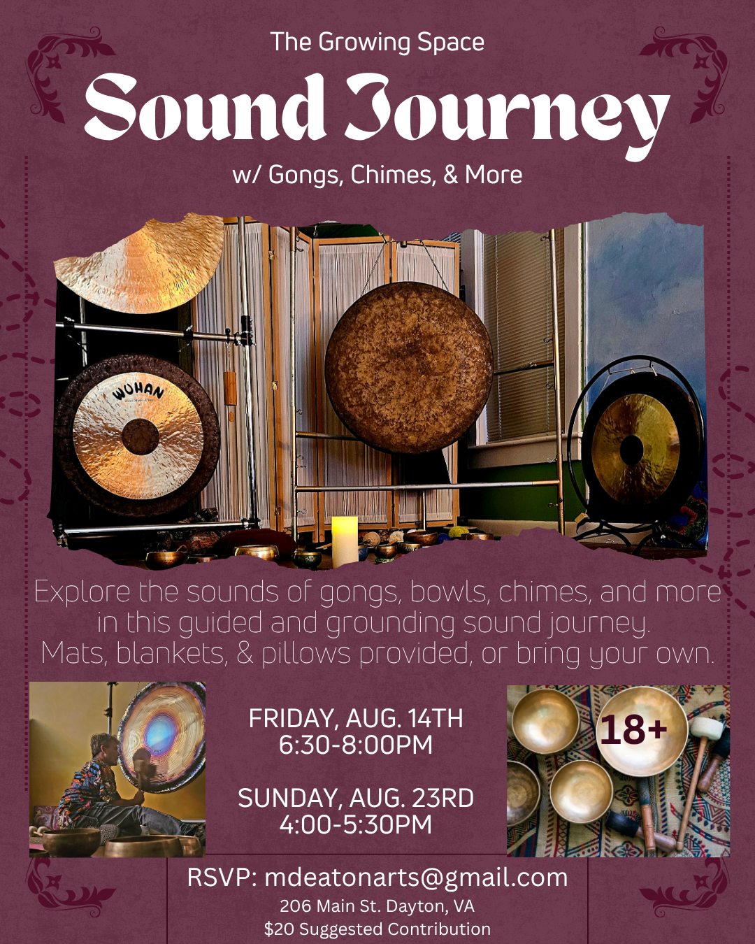 Sound Journey w/ Gongs, Chimes, &amp; More (18+)
