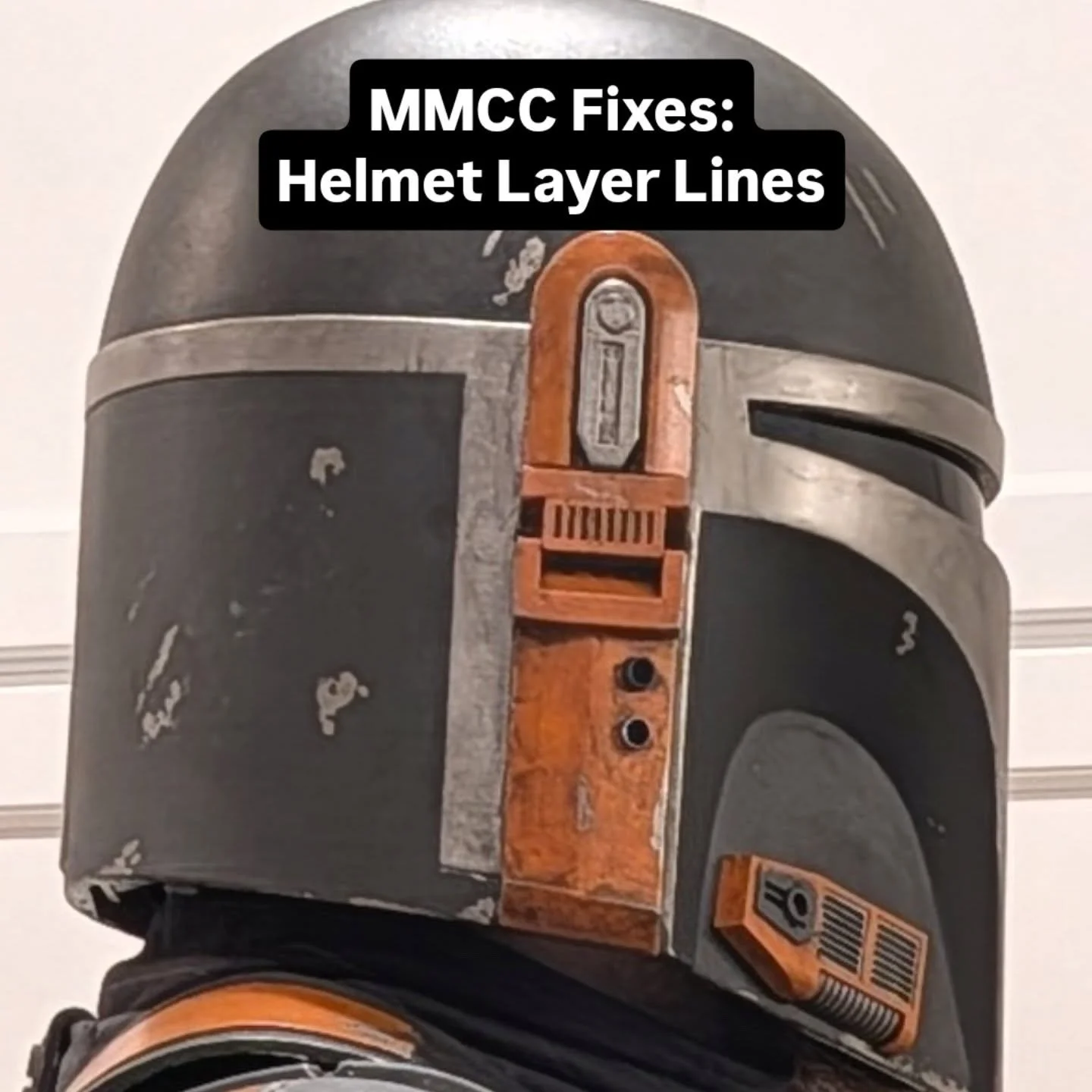Finishing up the #MMCC fixes I was most anxious about - cleaning up various layer lines I missed across the back of my helmet! I went a bit nuclear repainting the whole rest but I was worried blending the repairs individually would come out terribly,