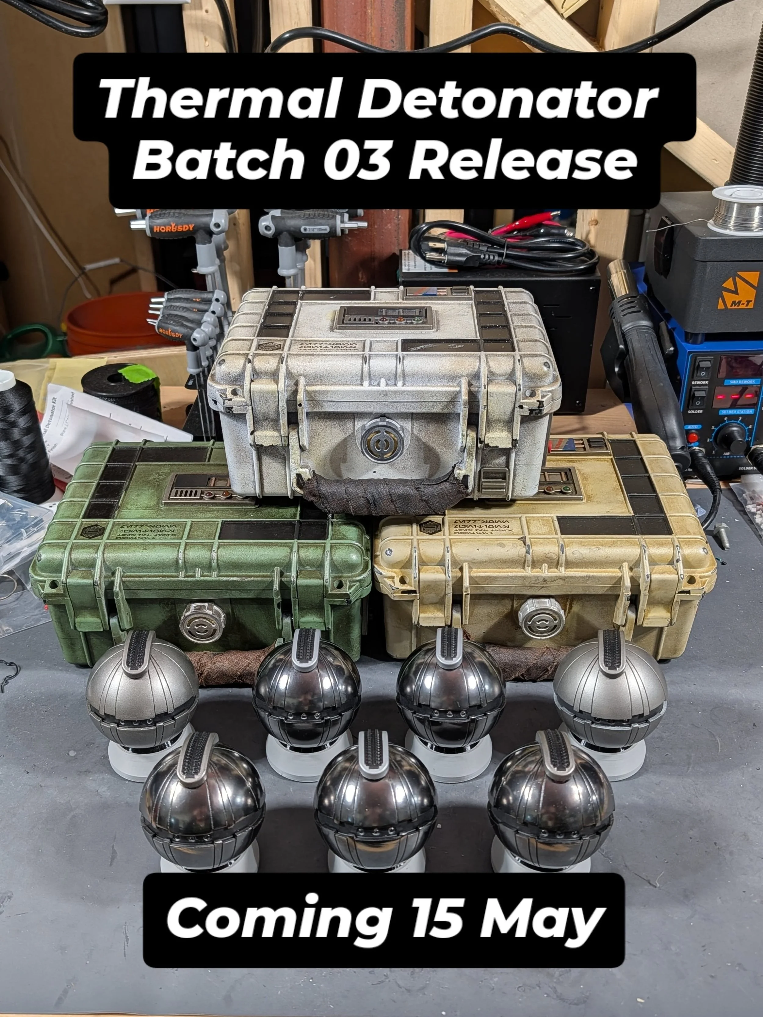 The next batch is finally here! Not a large batch but it's what I've been able to fit in with other projects... There are 7 #thermaldetonator available - 5 chrome painted and 2 steel painted. The chrome make a great show piece, but if you plan to be 