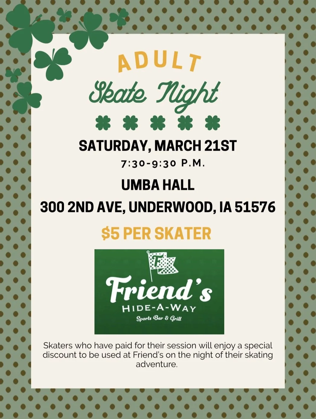 Adult Skate Night- Underwood