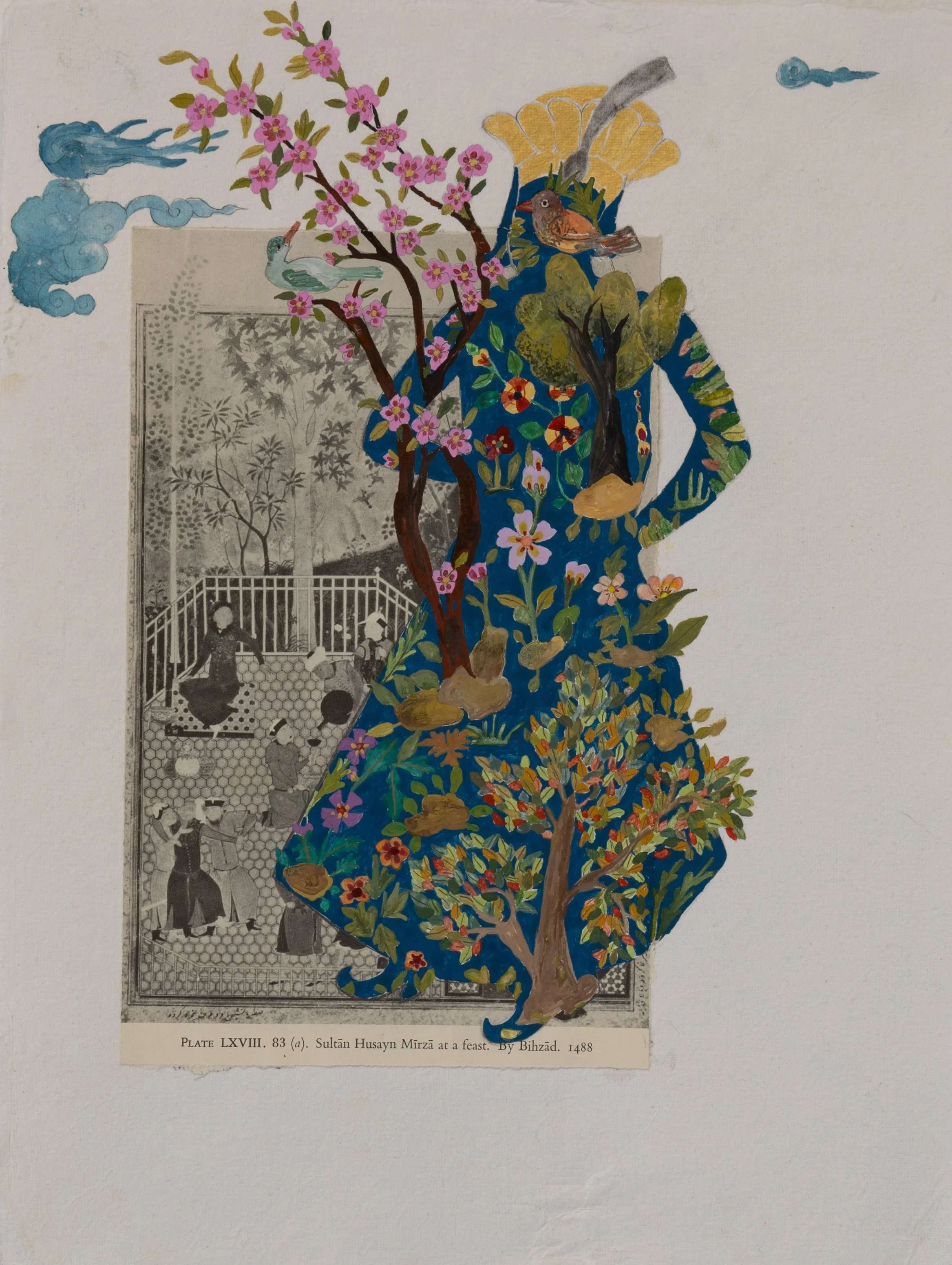 Irandokht, Daughter of Iran. 9*12"
Gouache, Watercolor on the Pages of an Old Persian Miniature Book, Over Handmade Indian Paper