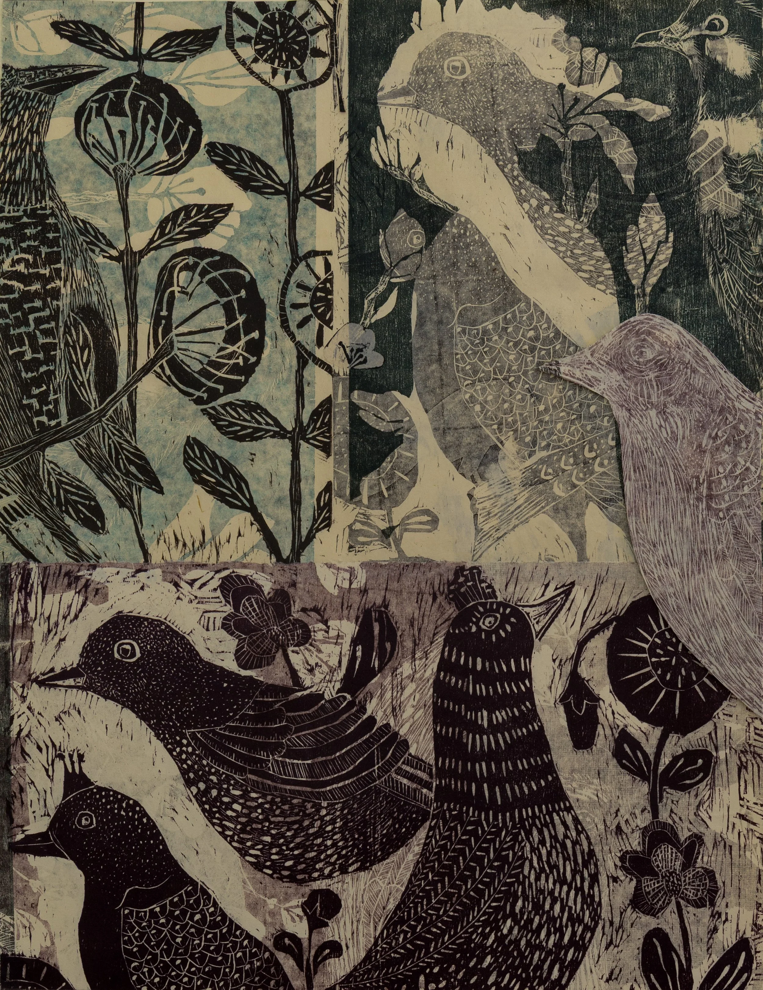 Emancipation Wings Series,
Woodcut printmaking on Eastern paper
, 15 × 19.5 in