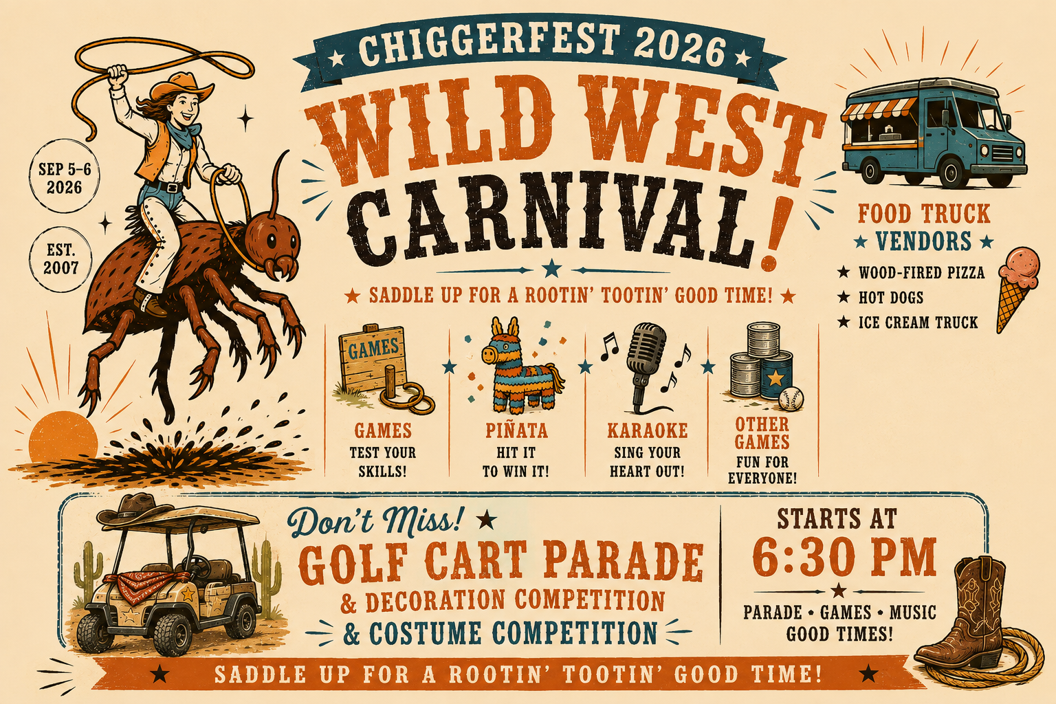 Golf Cart Parade, Costume Contest & Wild West Carnival
