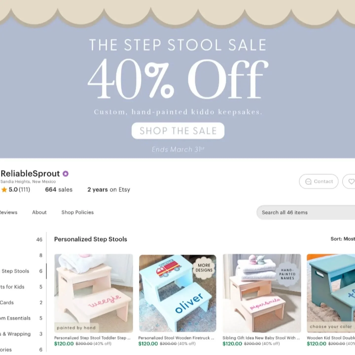 Just a few more days to enjoy 40% Off our hand-painted Toddler Step Stools! ✨ 

Stools are solid wood, custom painted, and designed specifically for ages 2 to ... honestly, I use them myself all the time. 🤣 

Our customers love how easy they are for