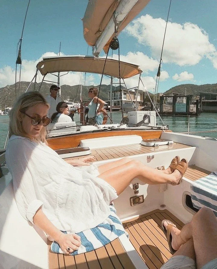 Goodbye marina. Hello blue.⁠
⁠
Next up: sails up, a relaxed cruise along the island, then time at anchor for a swim and something to eat.⁠
⁠
#pilgrimmagneticisland #pilgrimsailing #thisismagneticisland ⁠
#magneticisland #upforunexpected #slowtravel