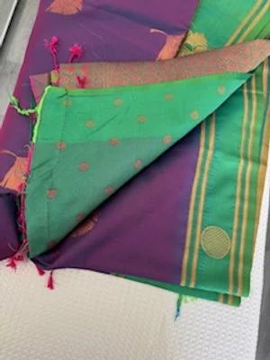 Premium Tissue  Silk Saree(purple, green and gold)