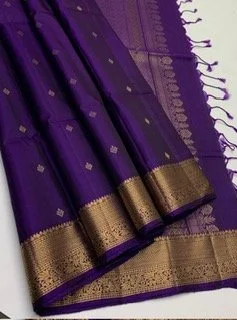Pure Kanchipuram silk saree (purple with gold zari)